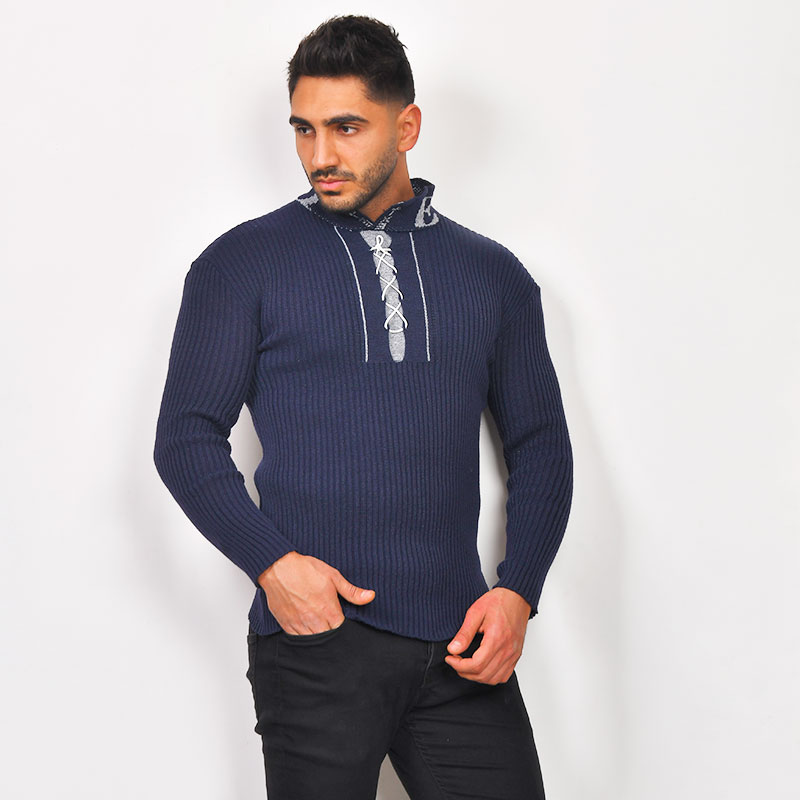 پلیوربافت سرمه ای مردانه مدل Ashot