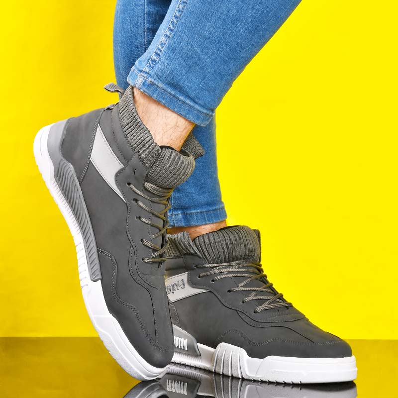 کفش ساقدارمردانه طوسی مدل Kubaa