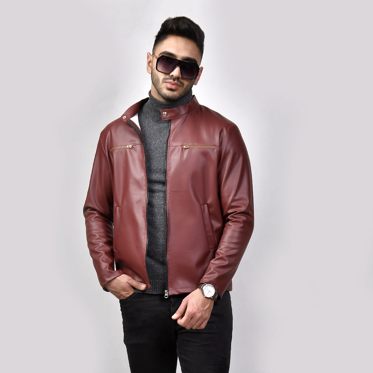 کاپشن چرم مردانه مدل ALBORz