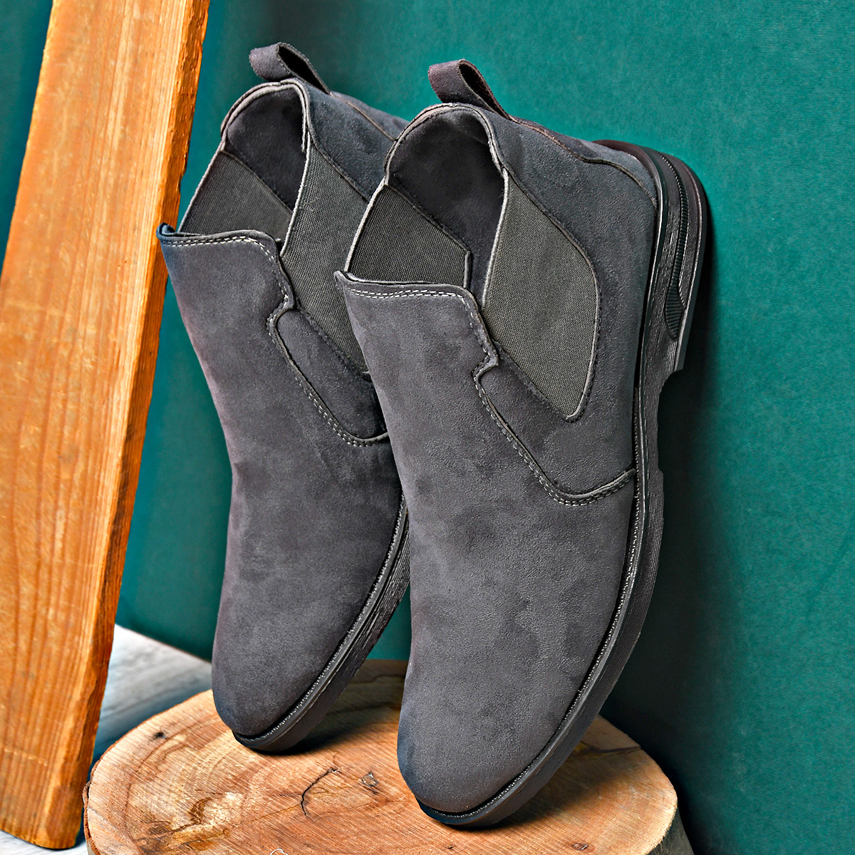 کفش ساقدار طوسی مردانه مدل Alvand