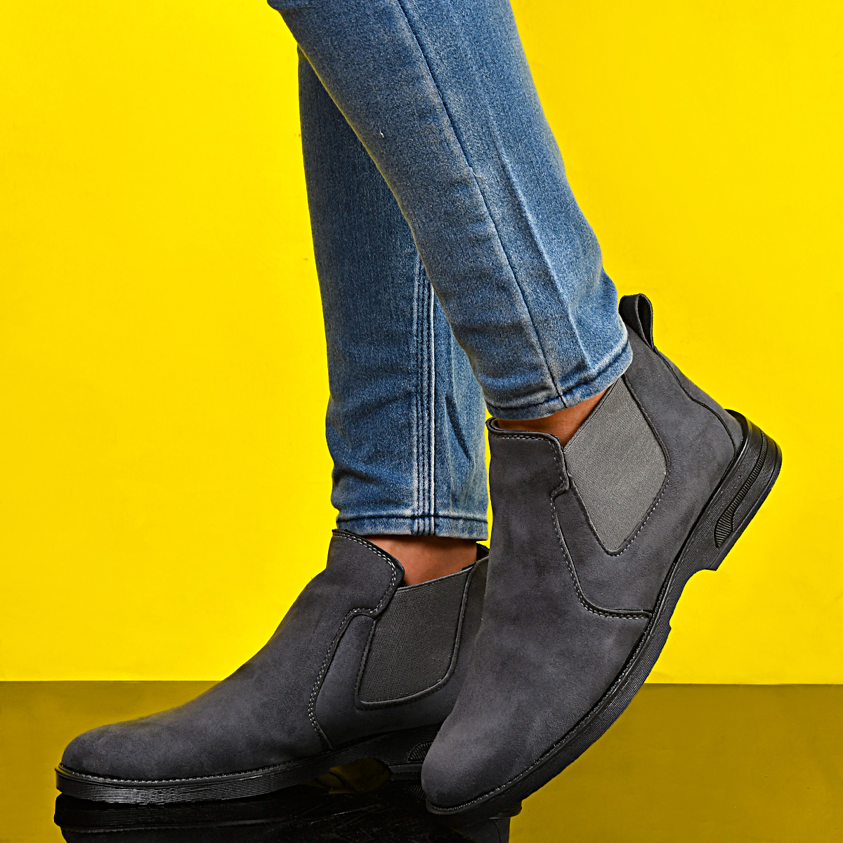 کفش ساقدار طوسی مردانه مدل Alvand