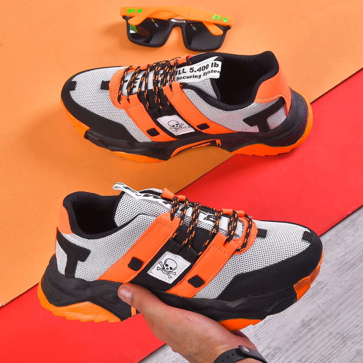 كفش مشكي نارنجي مردانه مدل Sadra