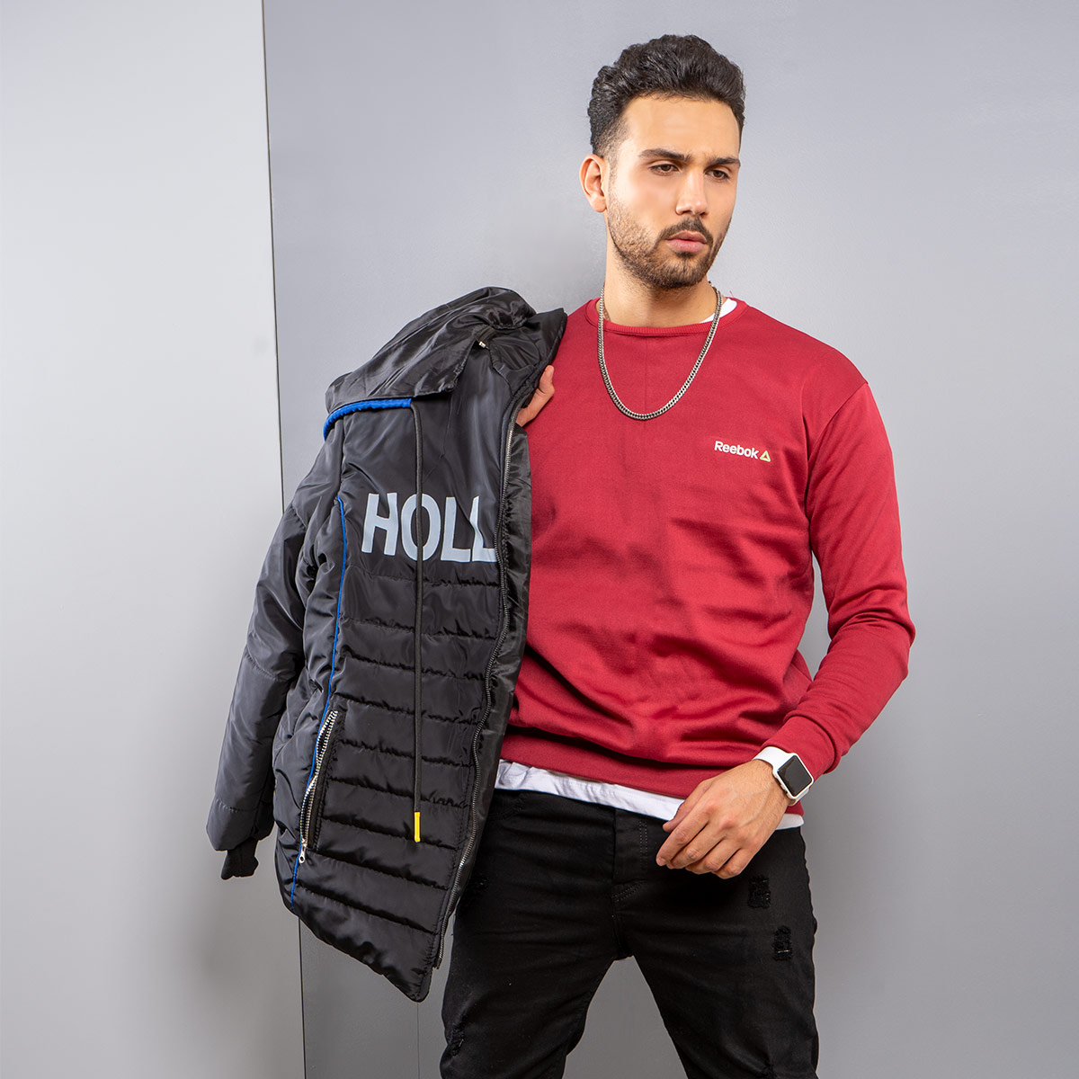 پلیور تو کرکی مردانه زرشکی مدل Zaniar