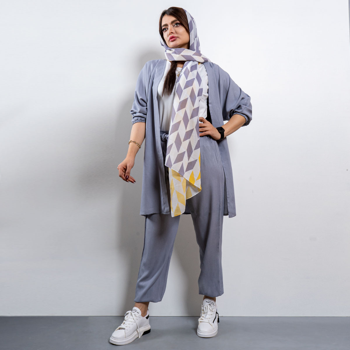 ست مانتو شلوار مدل SHERLY طوسي