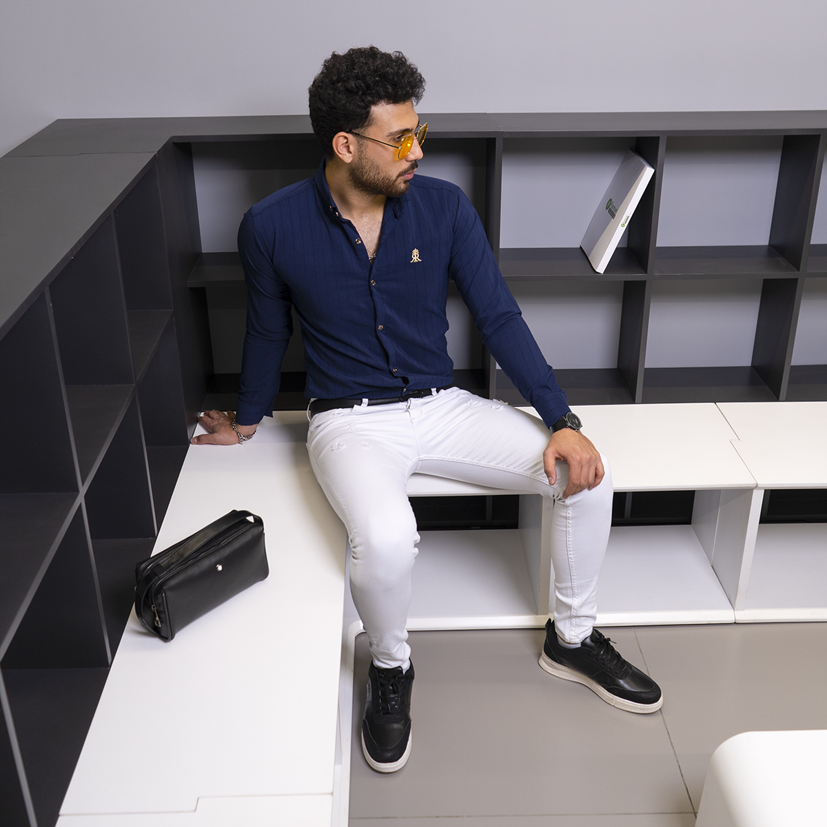 پيراهن مردانه رنگ سرمه اي  مدل Rafel