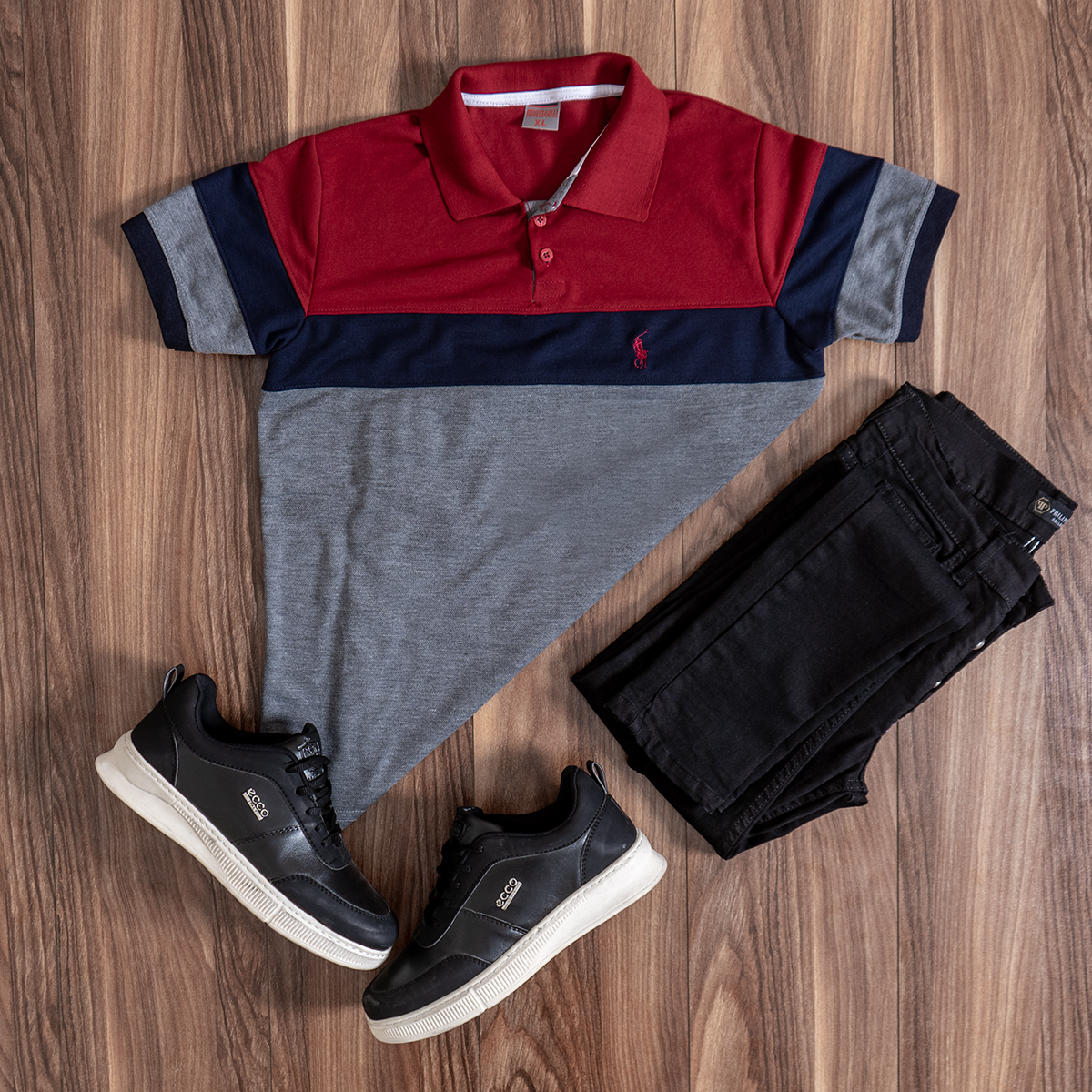 تيشرت مردانه رنگ طوسي زرشكي مدل chian