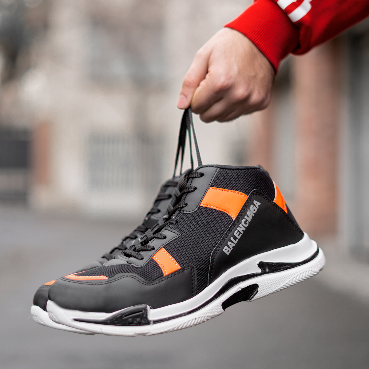 کفش ورزشی ساقدار Balenciaga مردانه مشکی نارنجی مدلDiyan