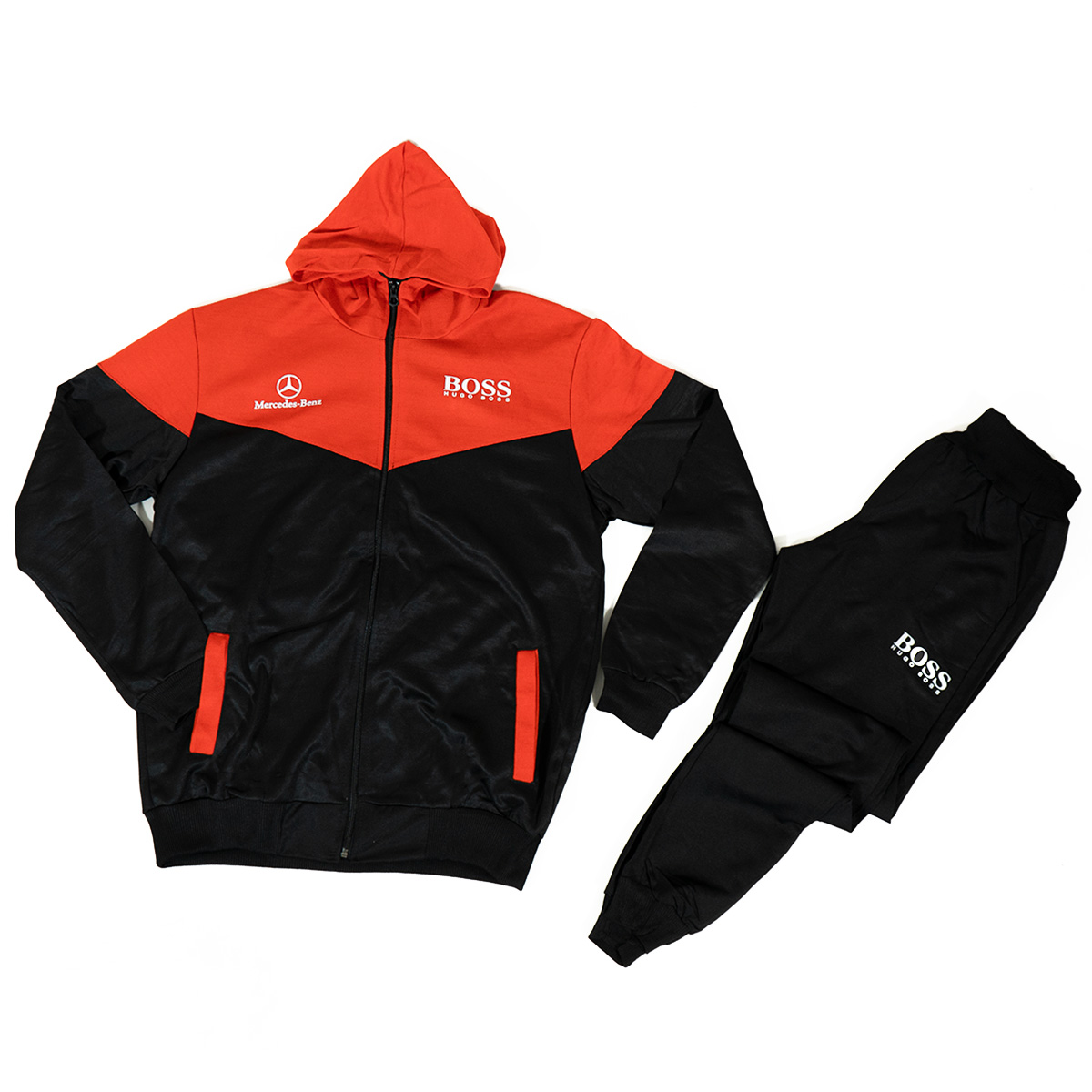 ست سوییشرت شلوار قرمزمشکی مردانه مدلBoss