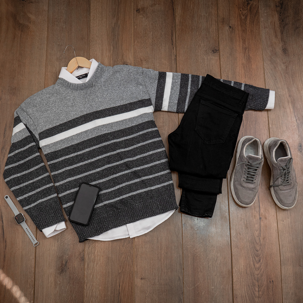 پلیور بافت طوسی ذغالی مدل poyan