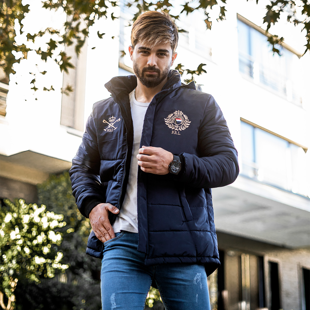 کاپشن مردانه سرمه ای مدل PRL