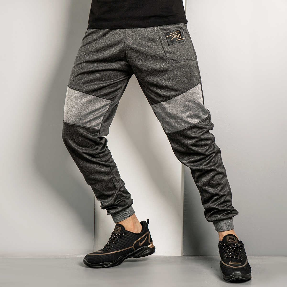 شلوار اسلش مردانه(T) ذغالی طوسی مدل NR60