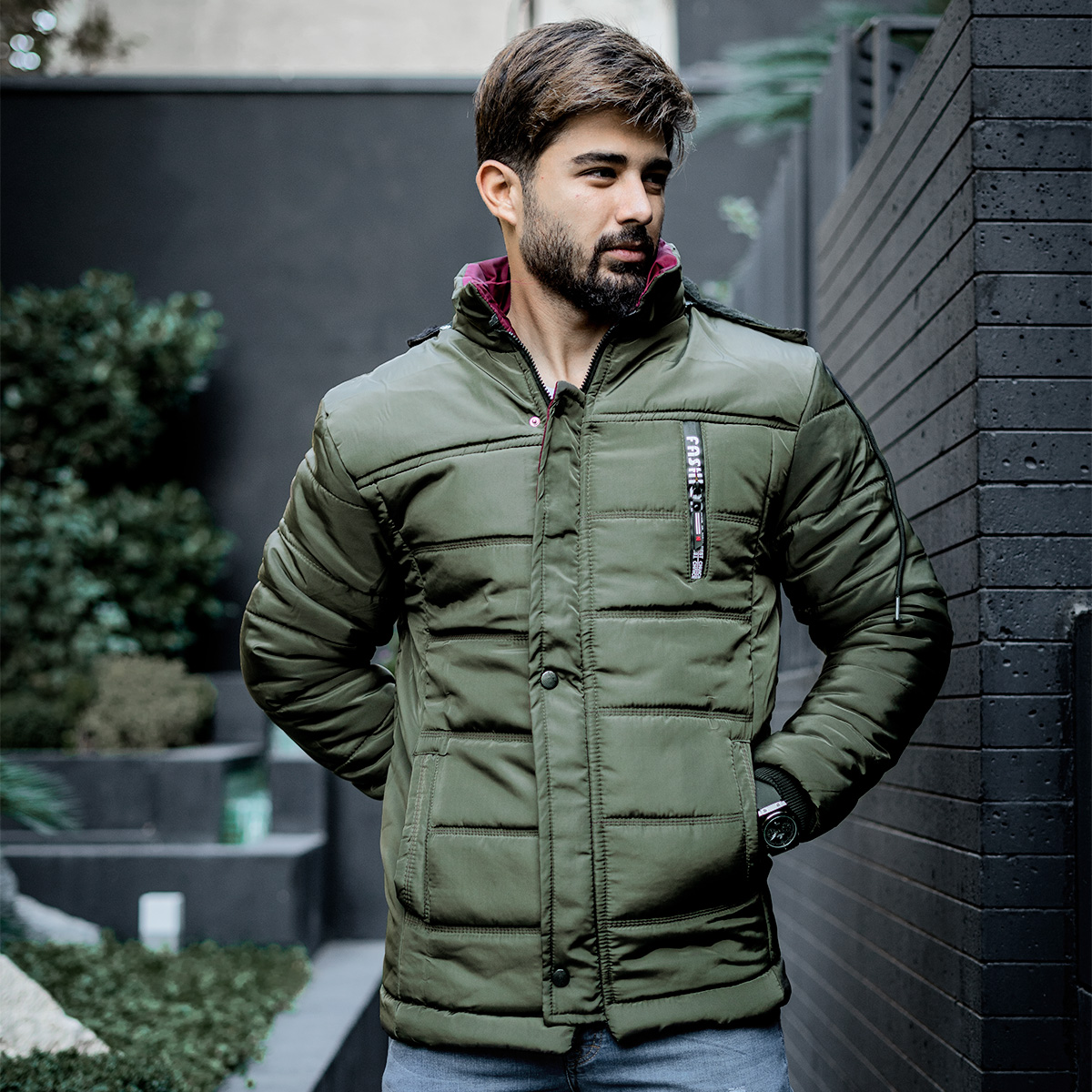 کاپشن مردانه سبز مدل bolini