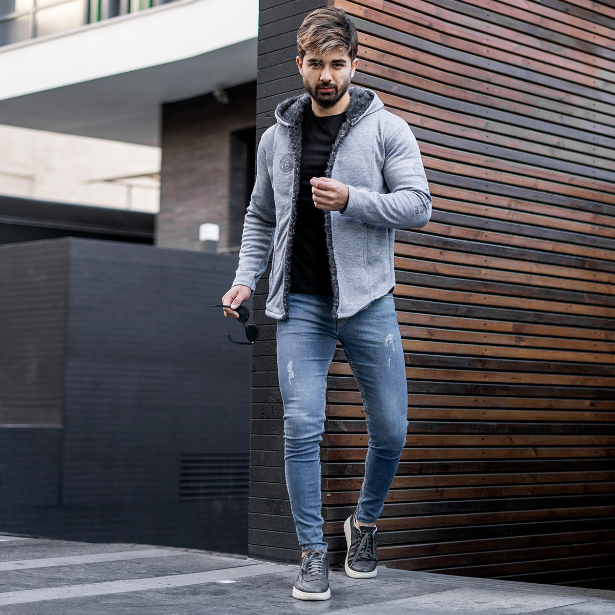 شنل مردانه ورساچه طوسی تیره مدلsogi