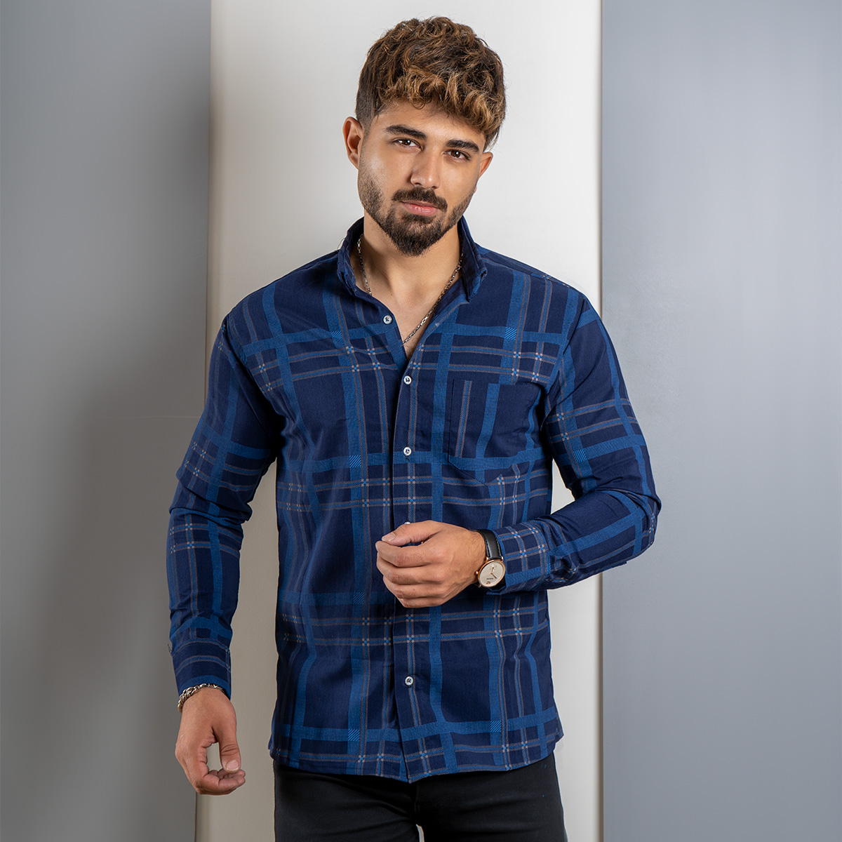 پیراهن مردانه راه راه آبی (T) مردانه مدلexo