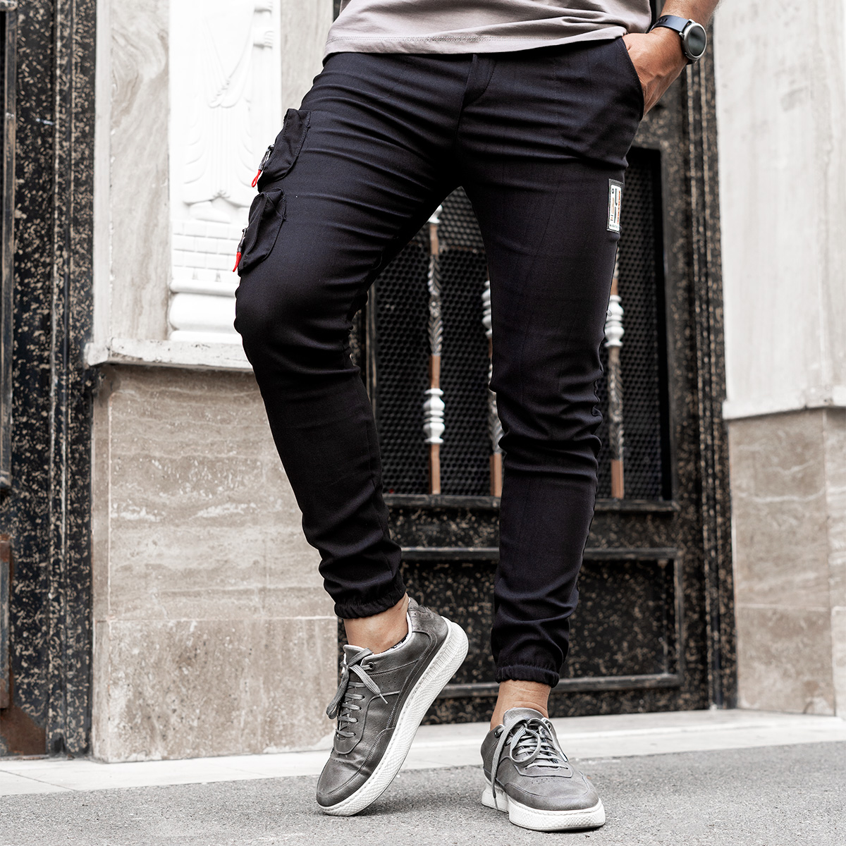 شلوار اسلش مشکی مردانه مدل ETARO