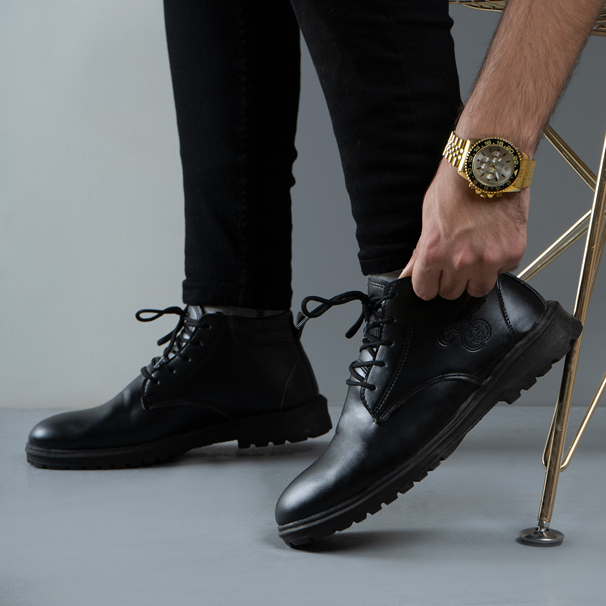 نیم بوت مردانه مشکی مدل GERAD