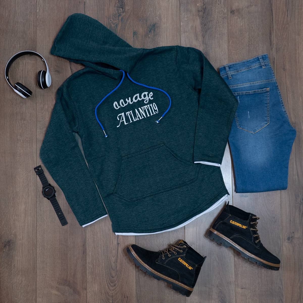 هودی سبز مردانه مدل Atlanti