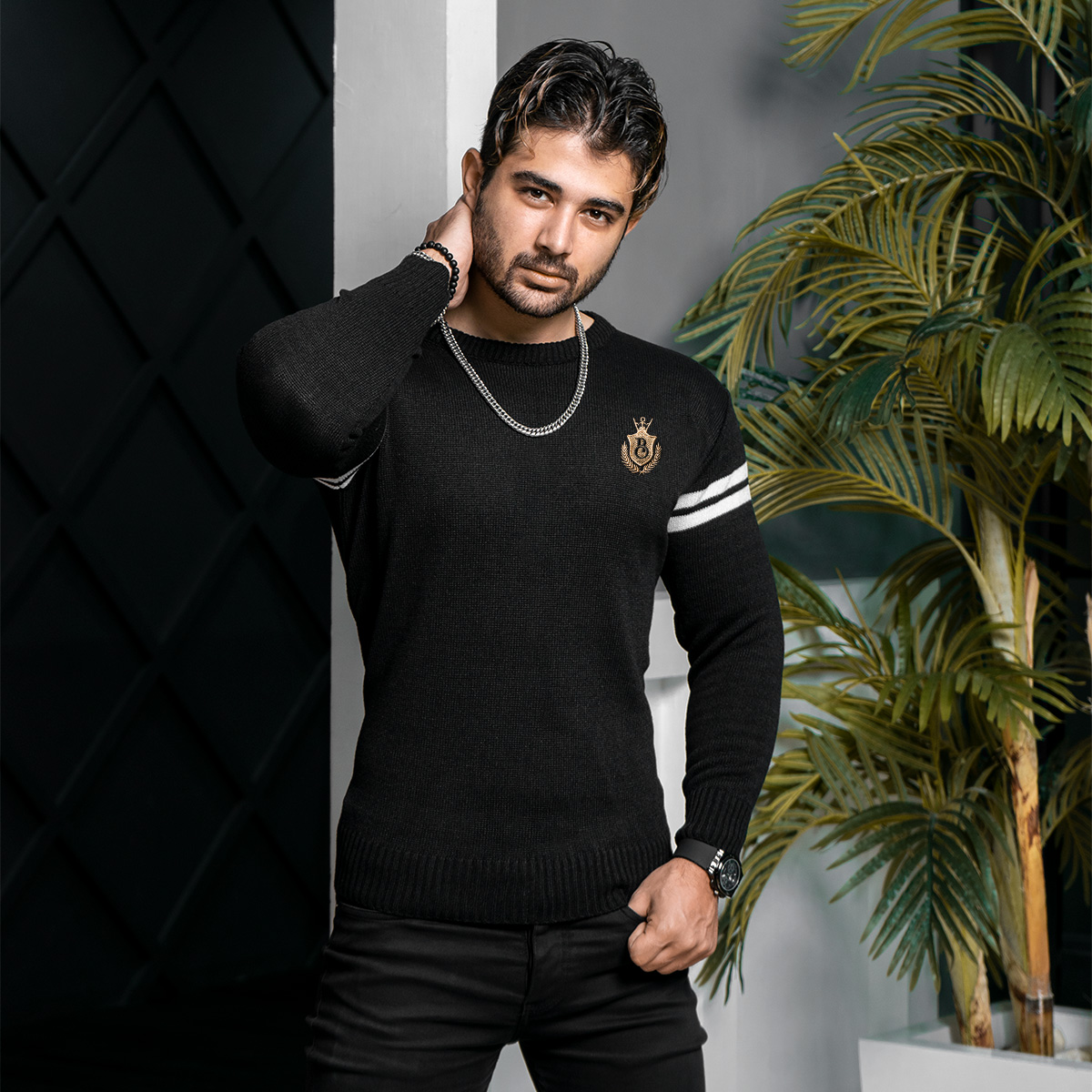 پلیور مردانه مشکی مدل Akar