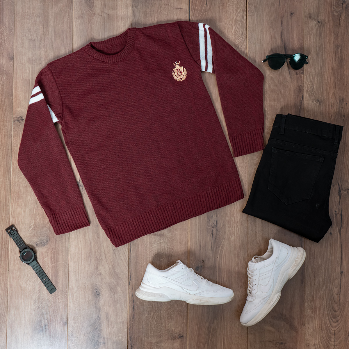 پلیور مردانه زرشکی مدل Akar