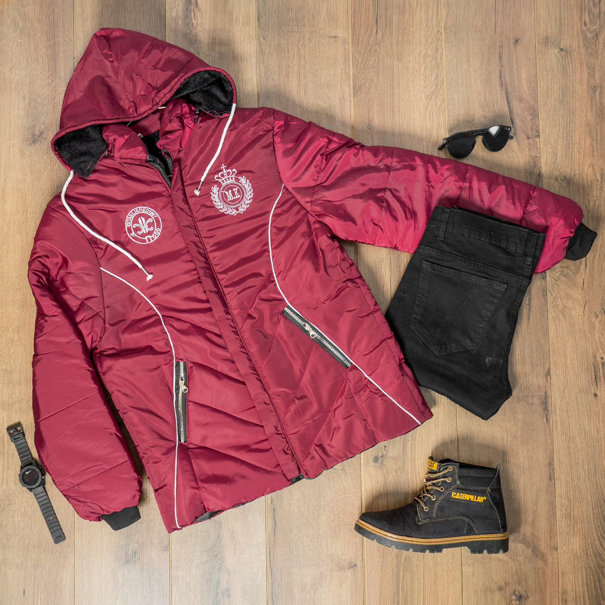 کاپشن مردانه قرمز مدل Parisha