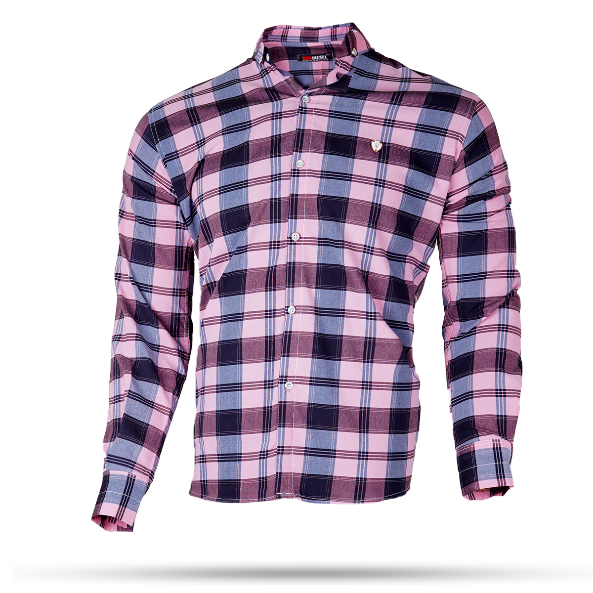 پیراهن مردانه چهارخونه صورتی مدل yami