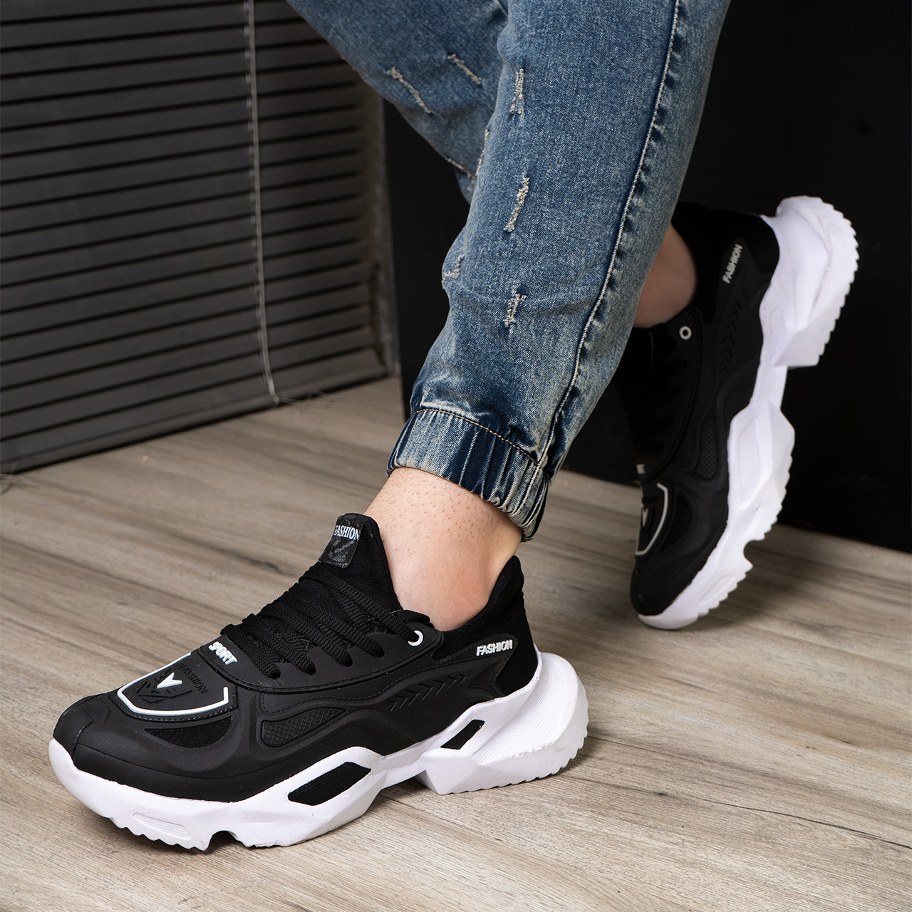 کفش ورزشی سفید مشکی مردانه مدل Y90