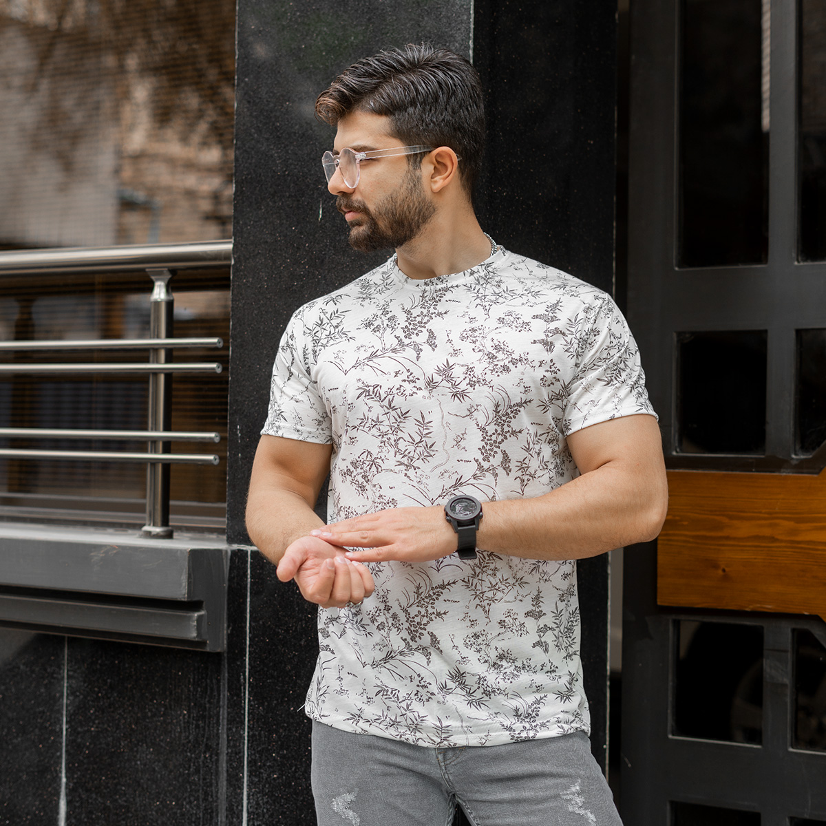 تیشرت هاوایی مردانه طرح برگ مدل palin