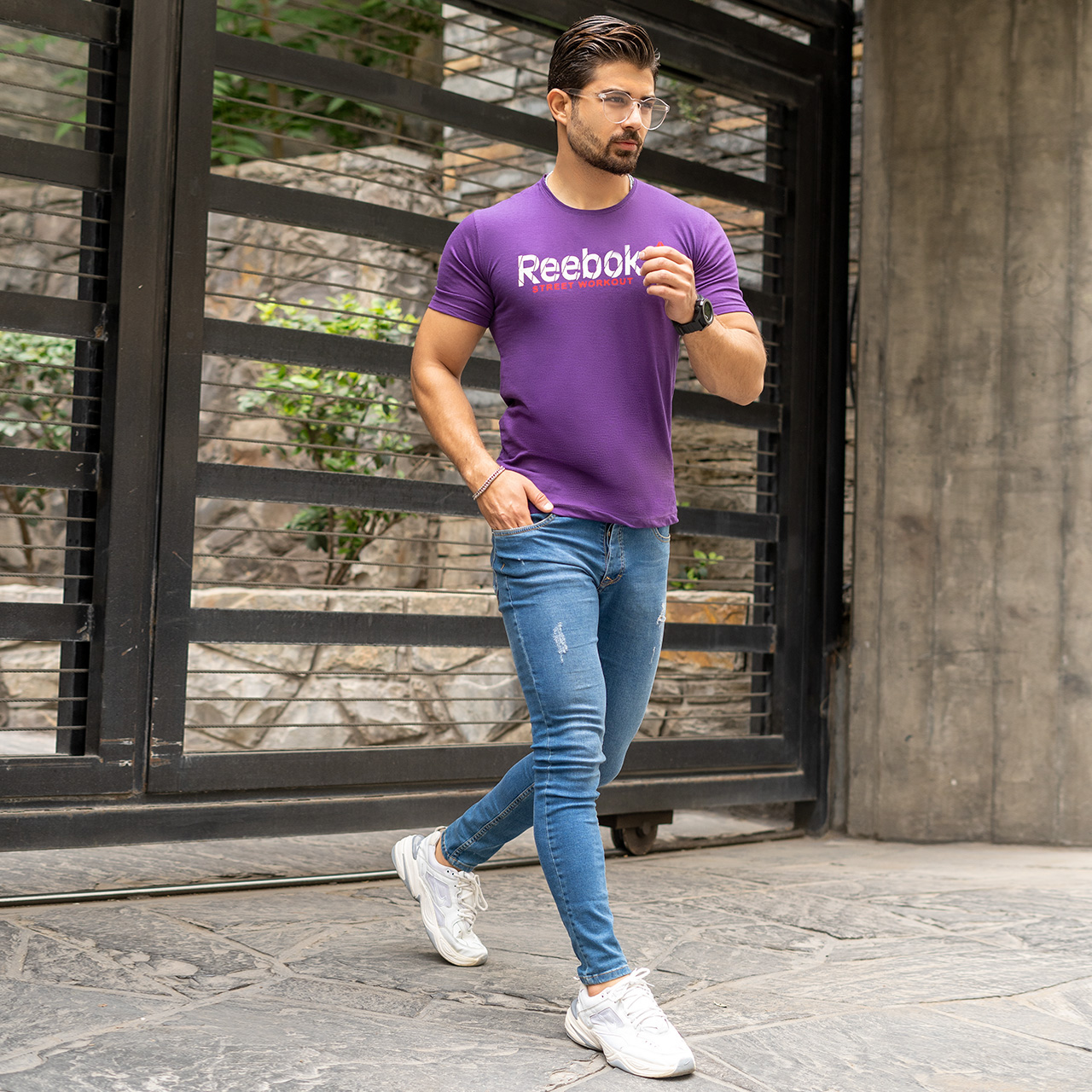 تیشرت ریبوک بنفش مردانه مدل street