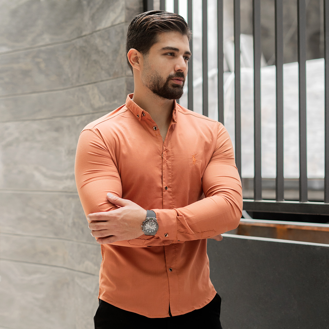 پیراهن آجری مردانه (T)مدل Yazdan