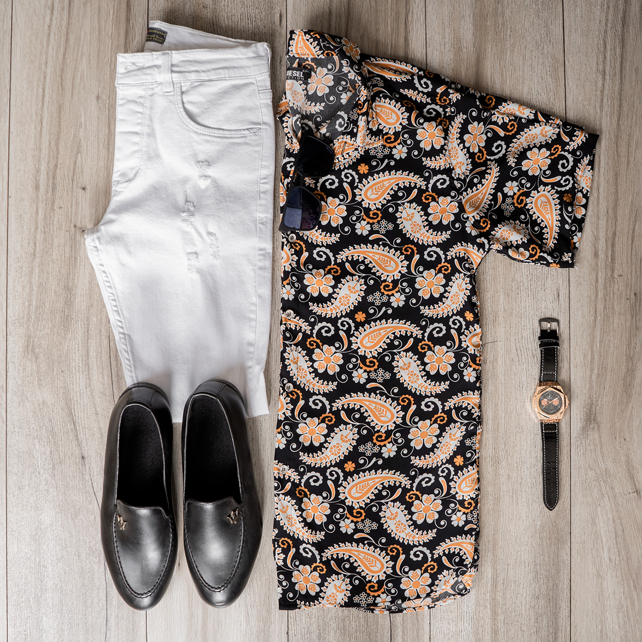 پیراهن هاوایی طرح بته جقه مردانه مدل calin