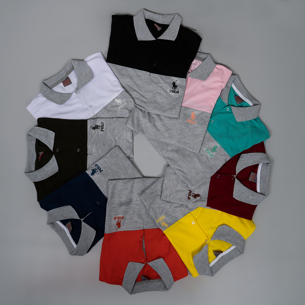 تیشرت مردانه POLO طوسی- سفید مردانه Mazyar