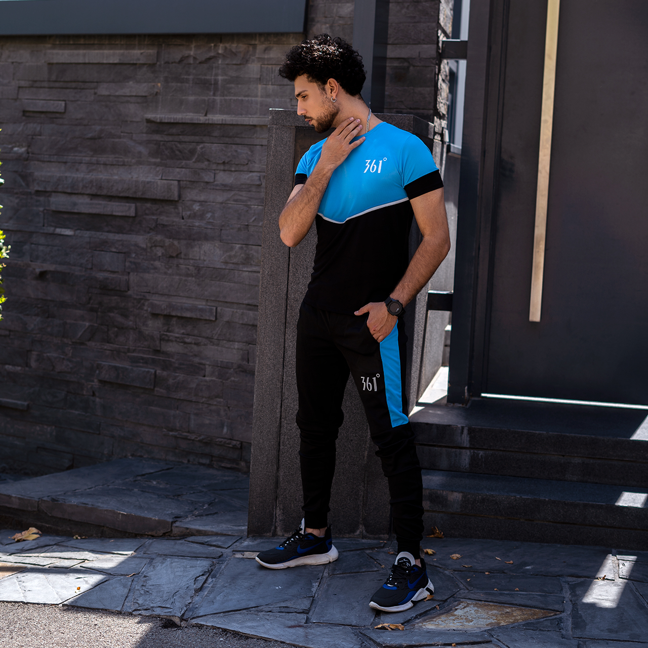 ست تیشرت شلوار مردانه آبی 361 مدل W15