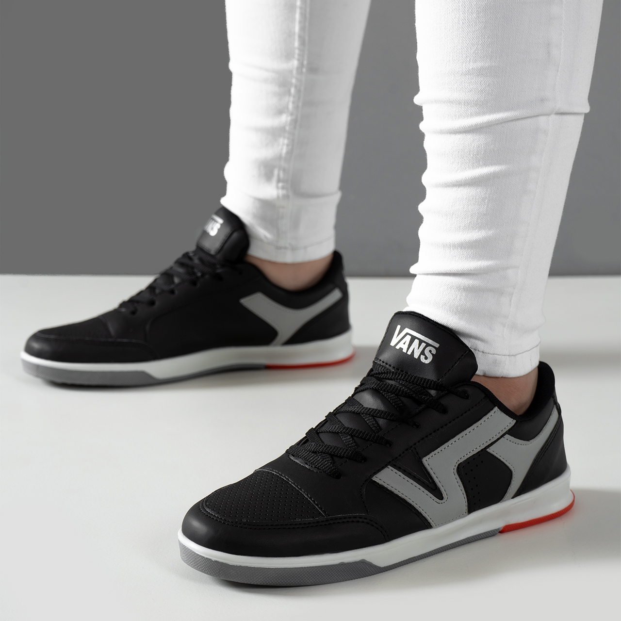 کفش تخت مردانه مشکی طوسی مدل Weto