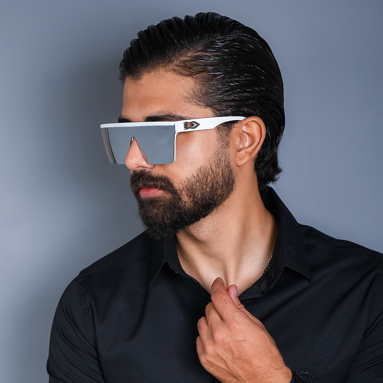 عینک آفتابی آینه ای سفید مدل ysl