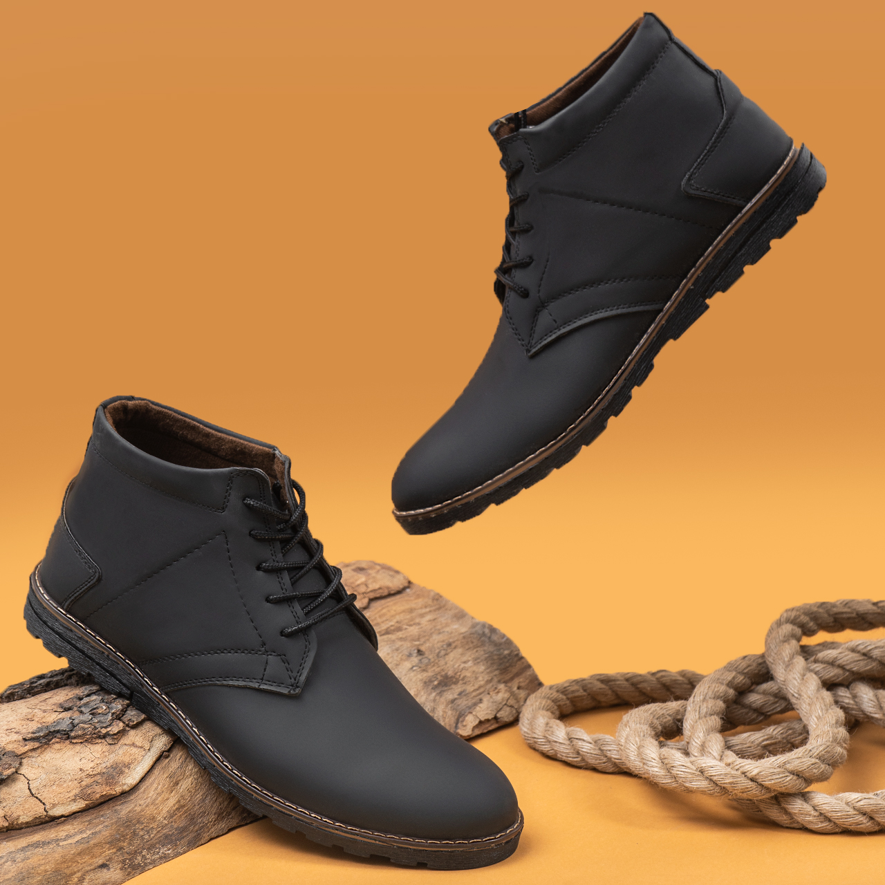 نیم بوت ذغالی مردانه مدل yata