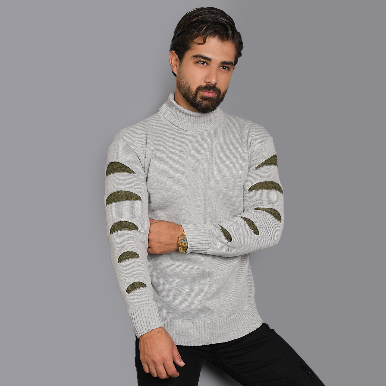 پلیوریقه اسکی طوسی سبز مردانه مدلQ10