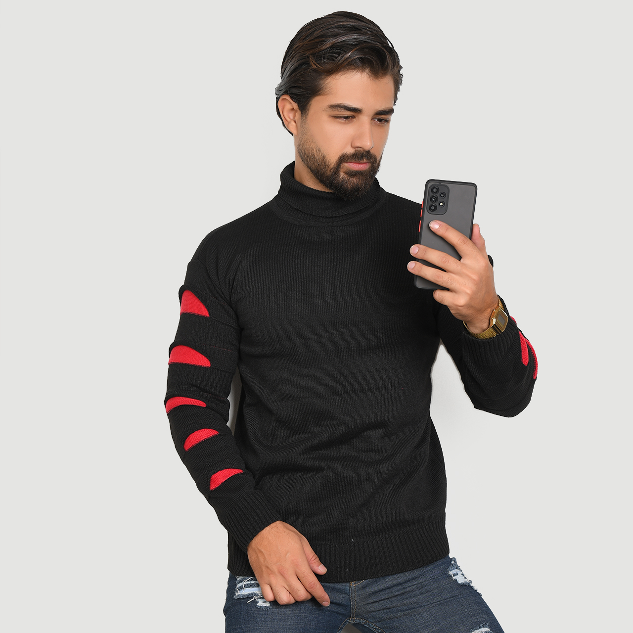 پلیوریقه اسکی مشکی قرمز مردانه مدلQ10