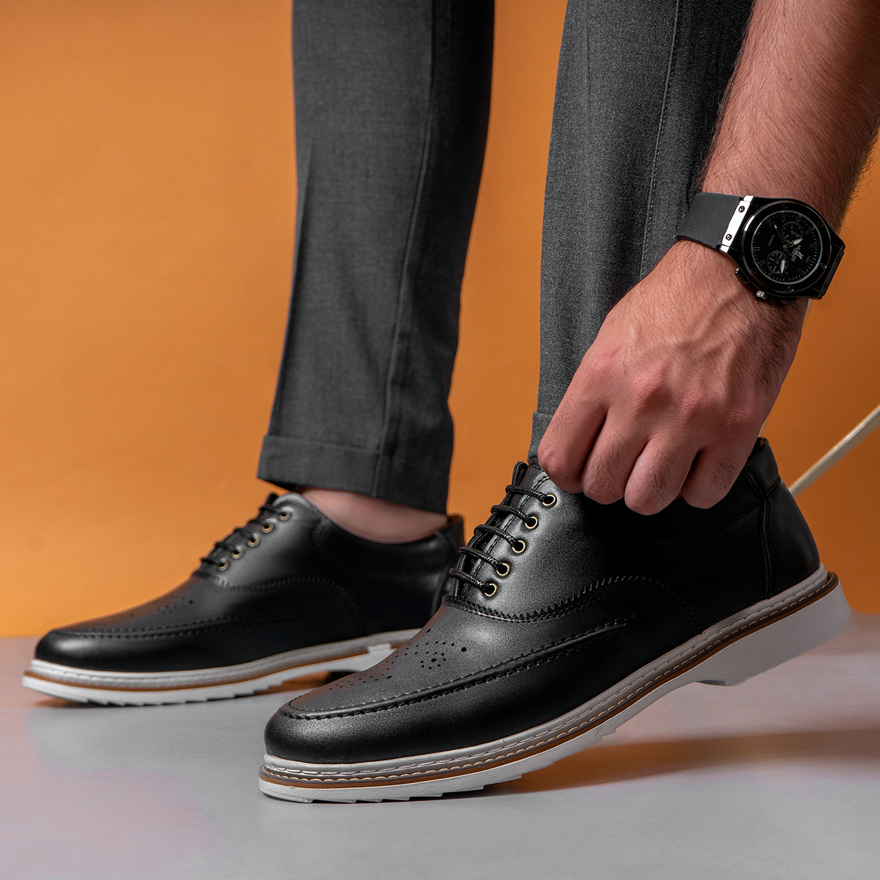 کفش تخت مشکی مردانه مدل T360