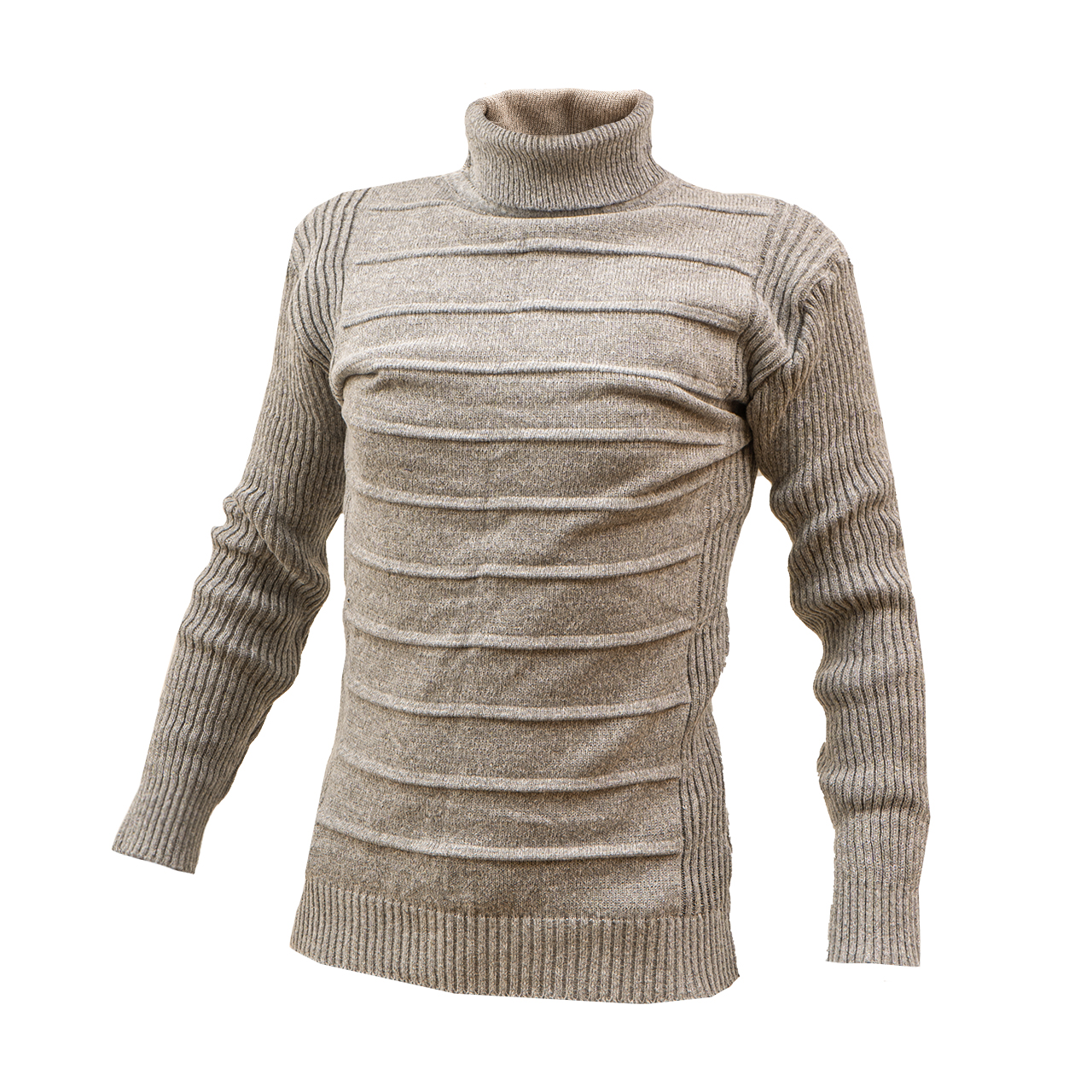 پلیور یقه اسکی کرم طرح کرکره ای مردانه مدلR10