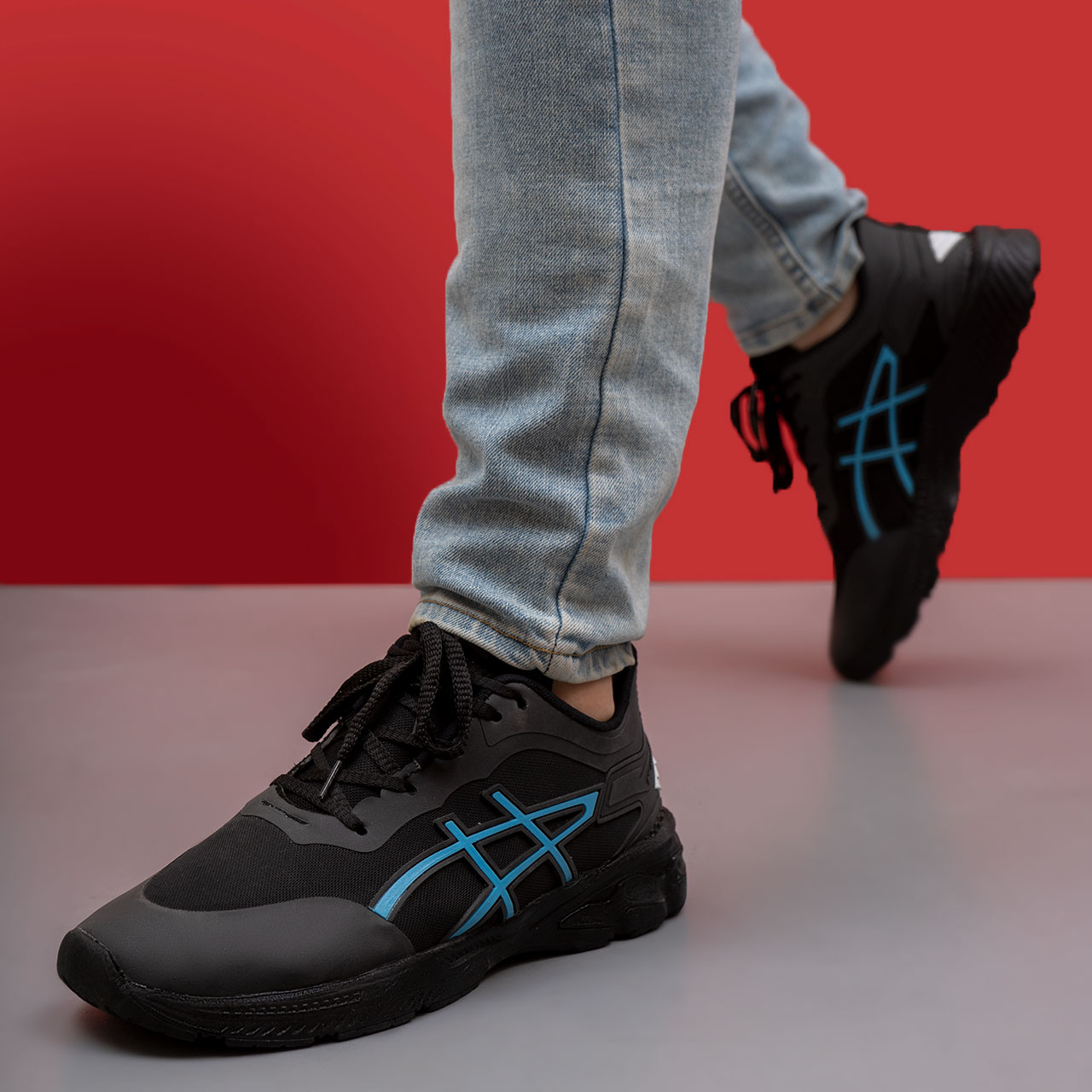 کفش ورزشی مشکی آبی زیره مشکی مردانه مدل Rail