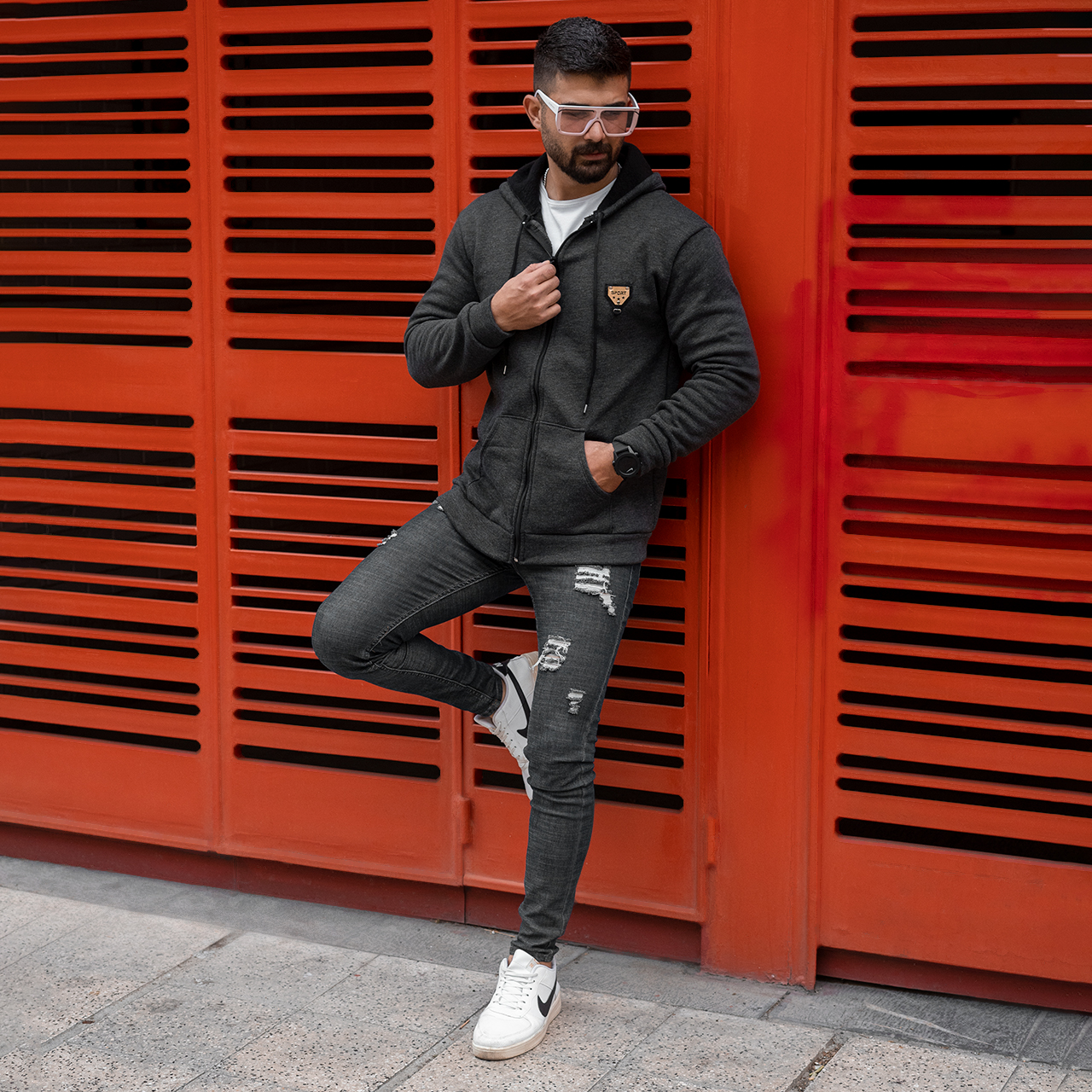 سوییشرت طوسی تیره Sport مردانه مدل T63