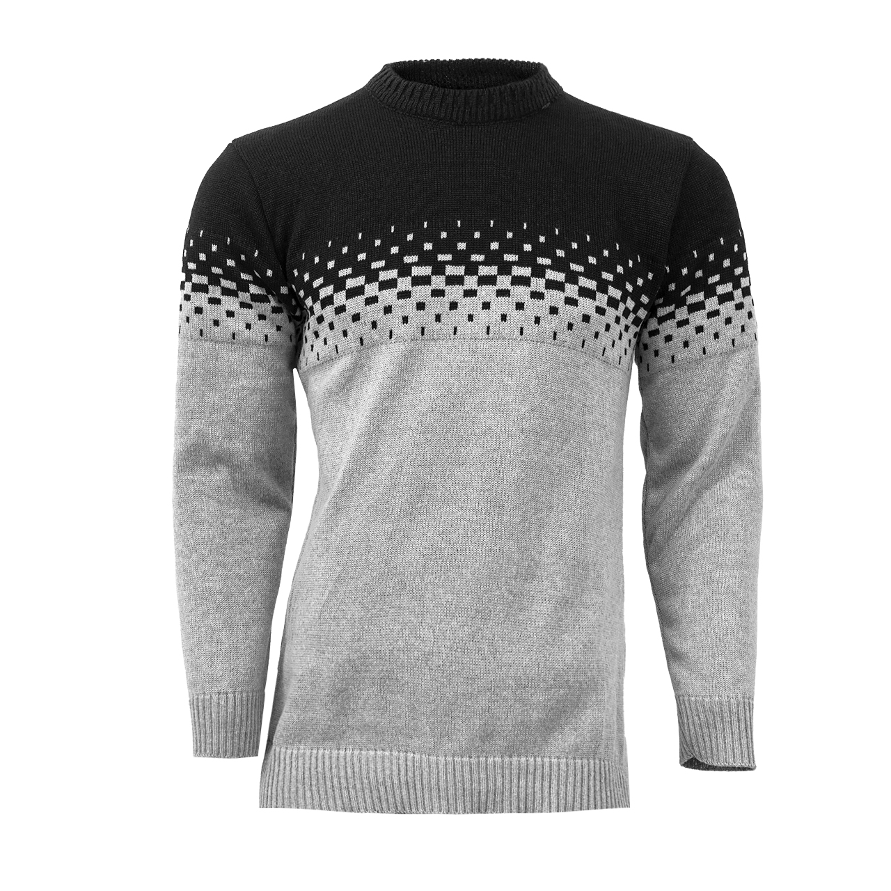 پلیور مردانه دو رنگ طوسی مشکی مدلShatel