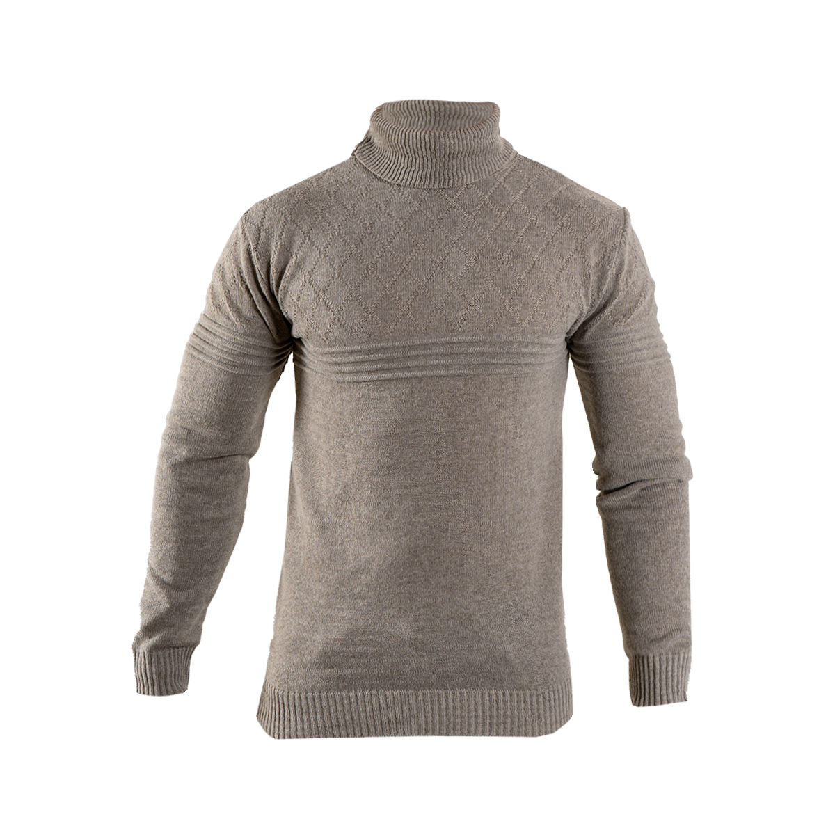 پلیور مردانه کرم طرح لوزی یقه اسکی مدل Havash