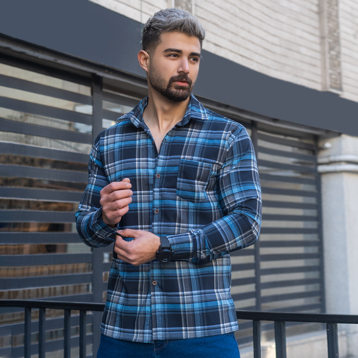 پیراهن مردانه آبی سرمه ای مدل ahora