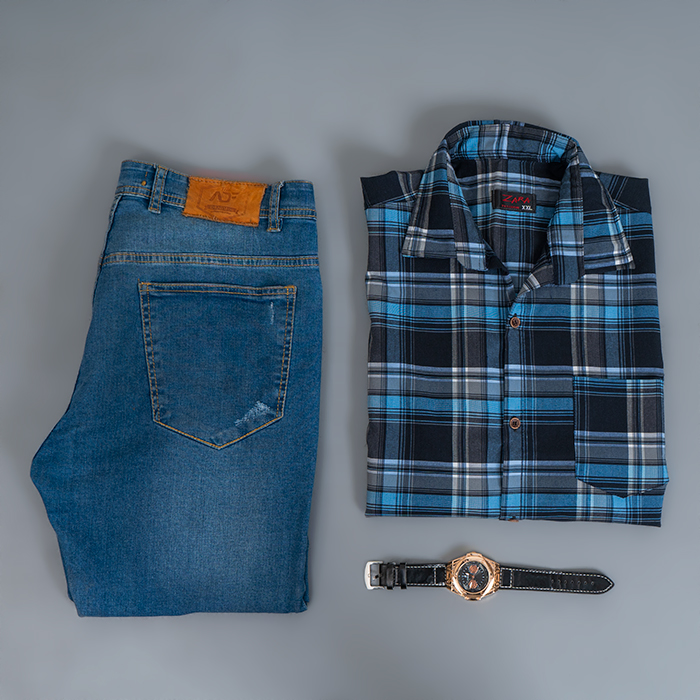 پیراهن مردانه آبی سرمه ای مدل ahora