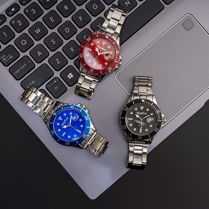 ساعت Mcy Kcy نقره ای صفحه آبی مدل 345