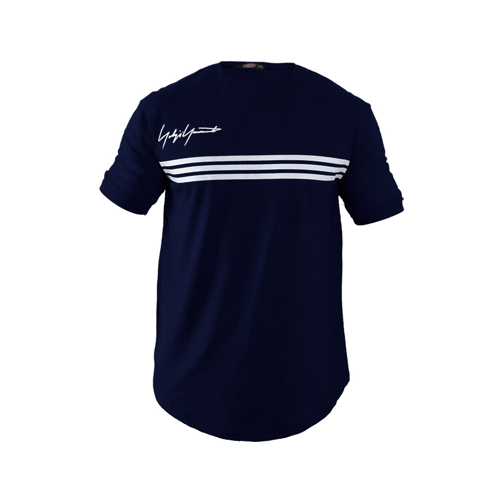 تیشرت مردانه سه خط سرمه ای مدل DENVER