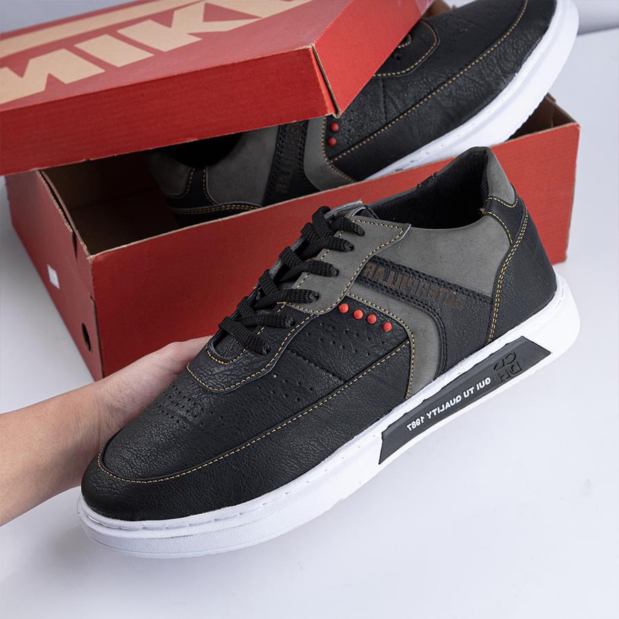 کفش تخت مشکی طوسی مردانه مدل Guitu