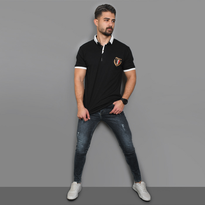 تیشرت مردانه مشکی مدل RIBAN