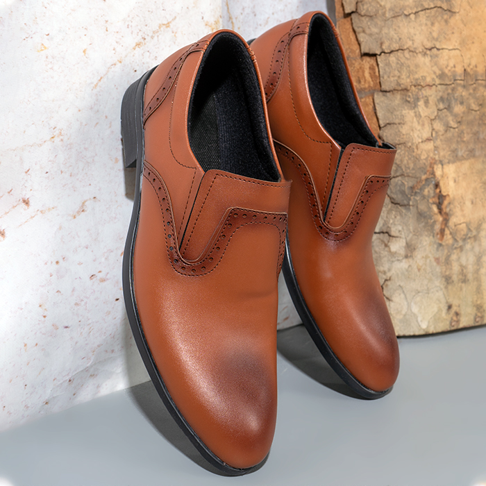 کفش مردانه رسمی ۸ترک عسلی مدل 63